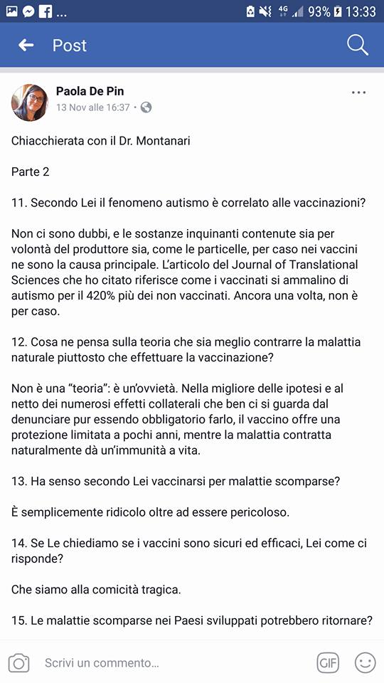 paola de pin vaccini freevax no vax antivax autismo montanari - 4