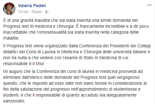 progress test medicina omosessualità polemica - 1