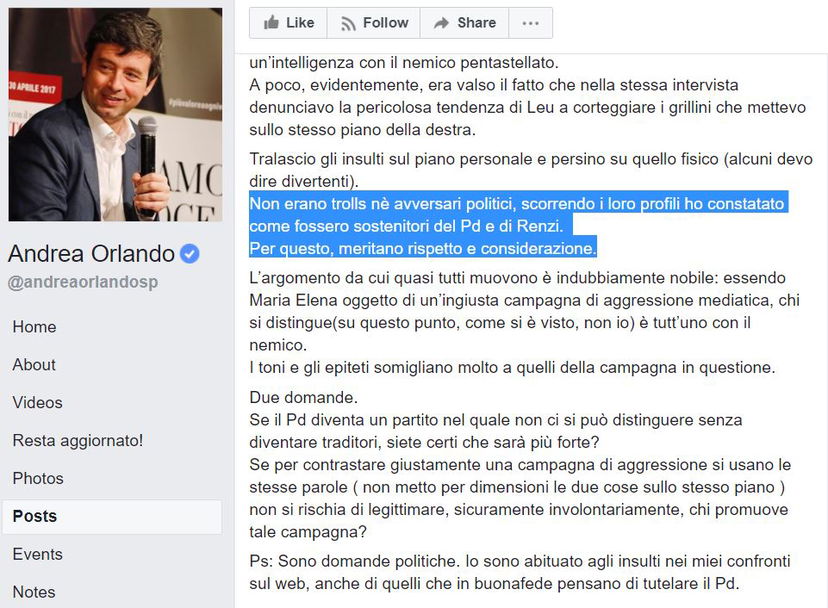 Gli insulti ad Andrea Orlando per l'intervista su Maria Elena Boschi article-post