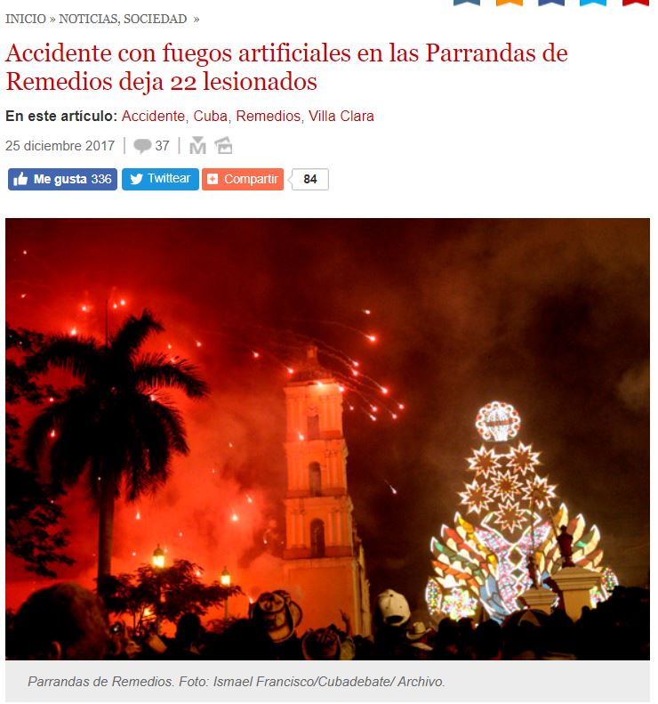 I 39 feriti per i fuochi d'artificio a Cuba article-post