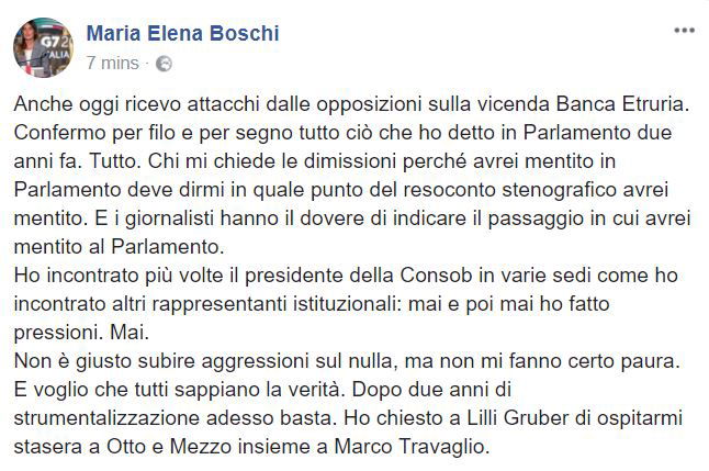 Maria Elena Boschi vuole andare a litigare in tv con Travaglio su Banca Etruria article-post