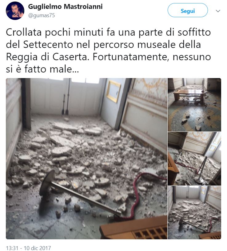 L'intonaco crollato nella stanza delle dame della Reggia di Caserta article-post
