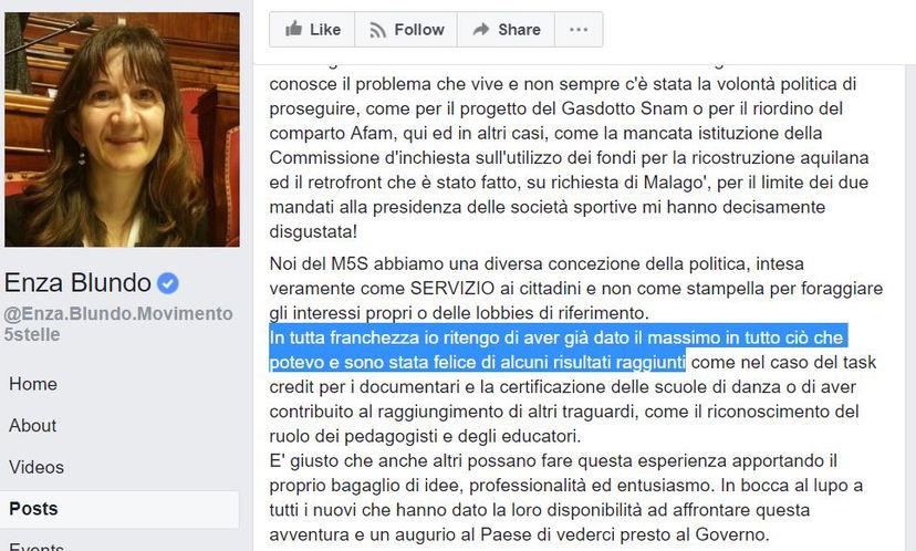 Enza Blundo: la senatrice M5S della magnitudo non si ricandida article-post
