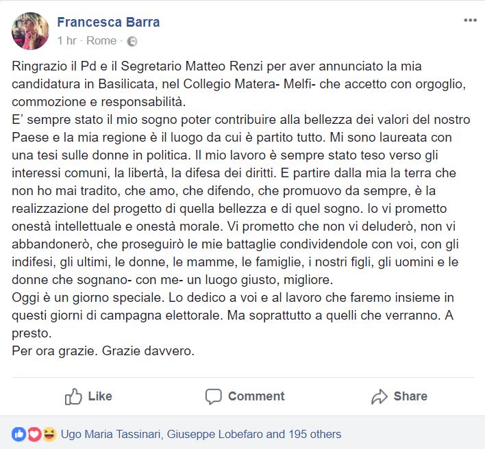 Francesca Barra candidata con il PD article-post