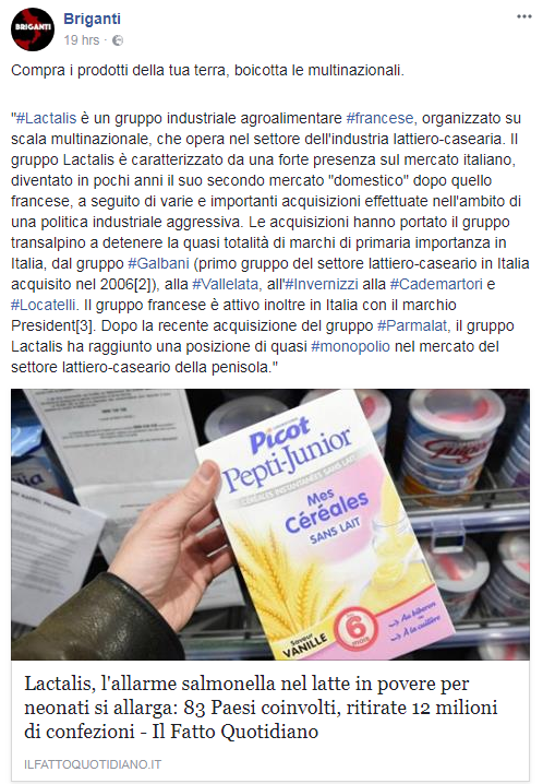 lactalis latte in polvere salmonella boicottaggio -1