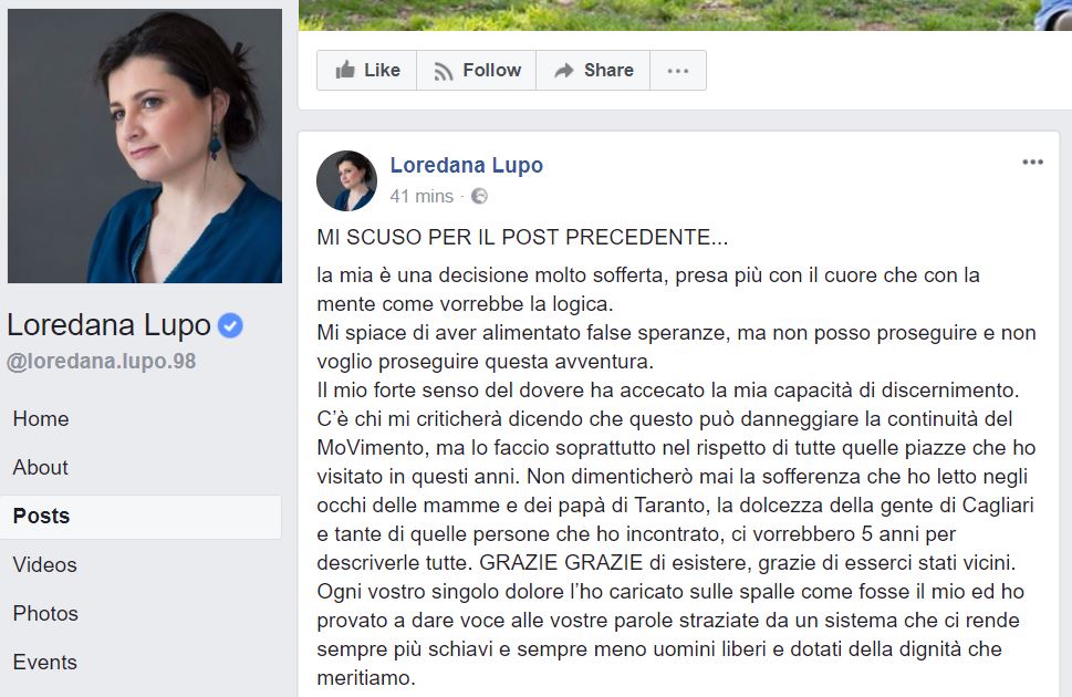 Loredana Lupo: la deputata a 5 Stelle che ci ripensa sulla candidatura article-post
