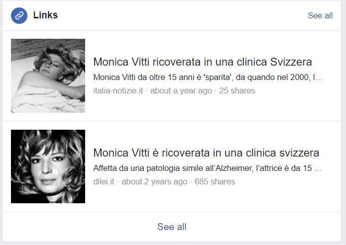 Monica Vitti non è ricoverata preview