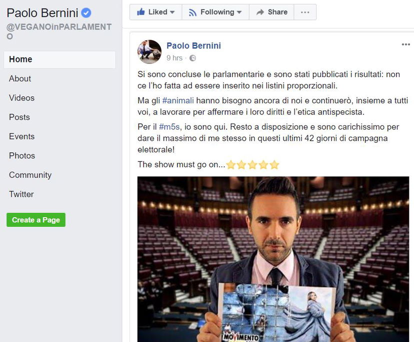 Paolo Bernini: l'arrivederci triste del deputato M5S animalista article-post