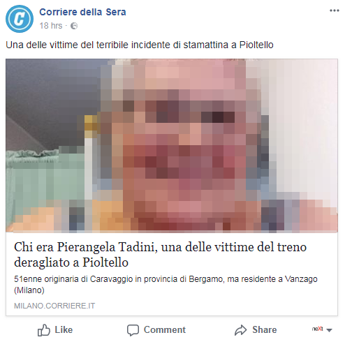 La gaffe del Corriere della Sera che sbaglia la foto di una delle vittime di Pioltello article-post