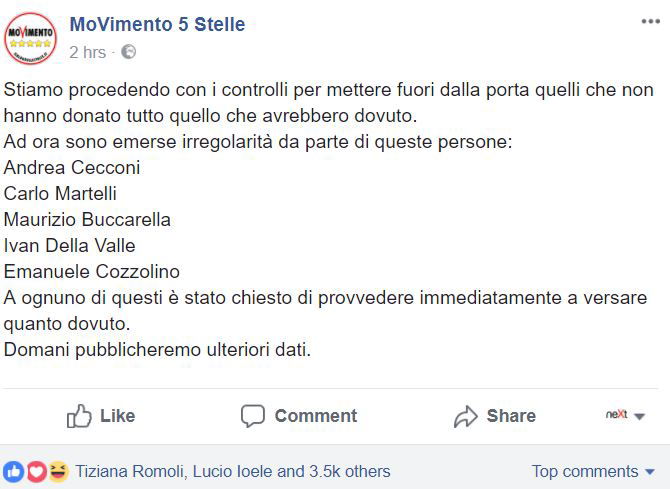 10 parlamentari m5s rimborsopoli iene