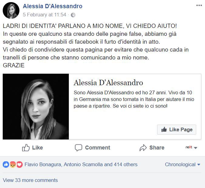 Alessia D’Alessandro e la denuncia del furto d’identità article-post