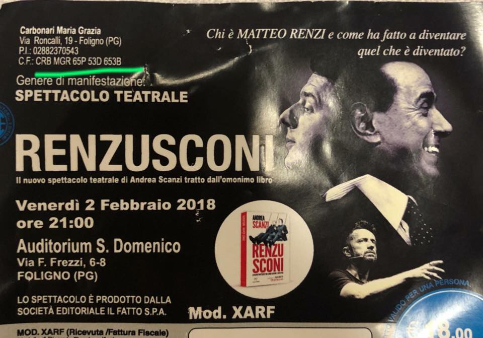 Lo spettacolo di Andrea Scanzi a Foligno organizzato dalla consigliera a 5 Stelle article-post