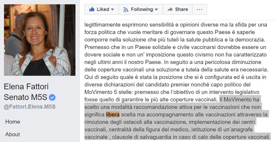 elena fattori vaccini libertà di scelta