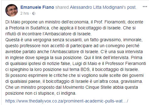 emanuele fiano lorenzo fioramonti israele boicottaggio m5s - 1