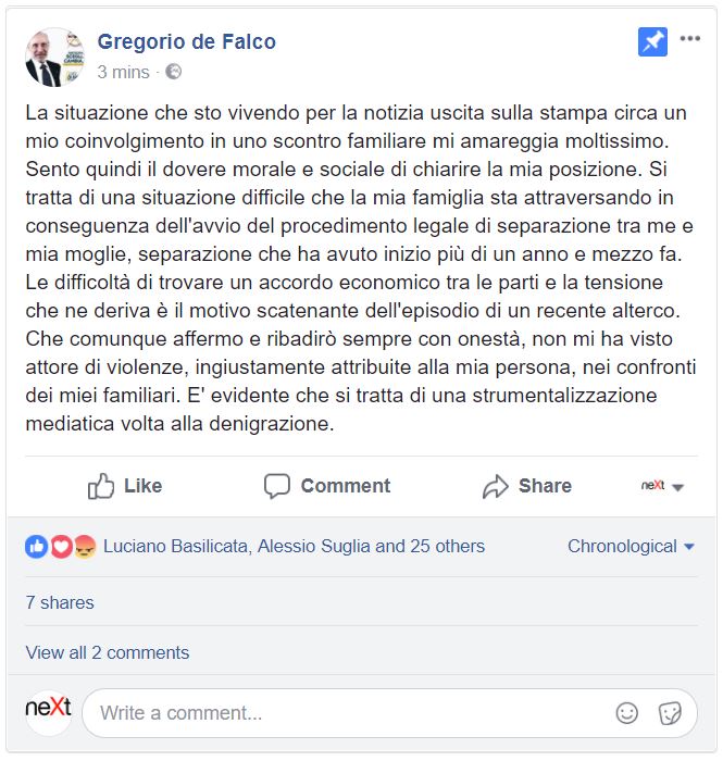 gregorio de falco moglie figlia 2