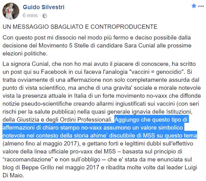 Così l’esperto M5S di vaccini si dissocia dalla candidatura di Sara Cunial article-post