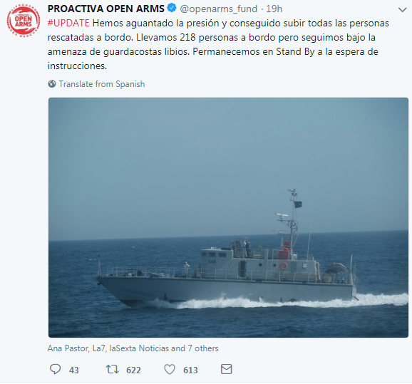 proactiva open arms emergenza mediterrano motovedetta libica - 3