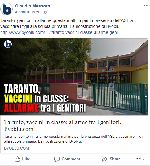 byoblu claudio messora allarme vaccini in classe taranto furgone bianco asl -1