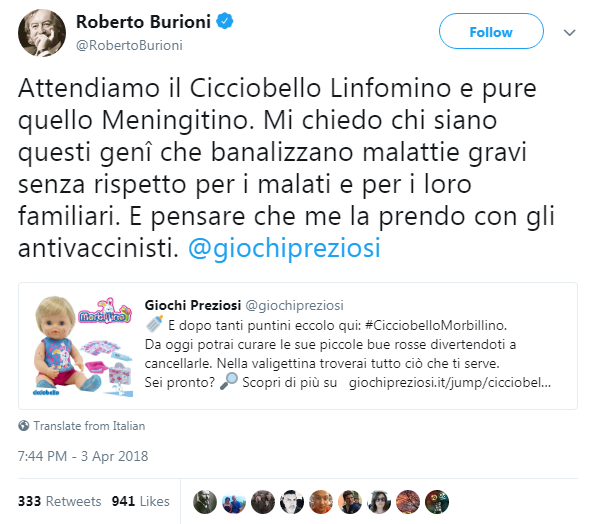 cicciobello morbillino polemica - 7