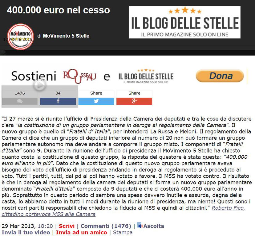 «400mila euro nel cesso»: quando il M5S non voleva i gruppi parlamentari in deroga article-post