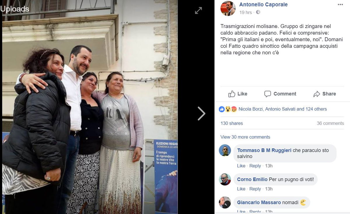La foto di Matteo Salvini con le donne rom in Molise article-post