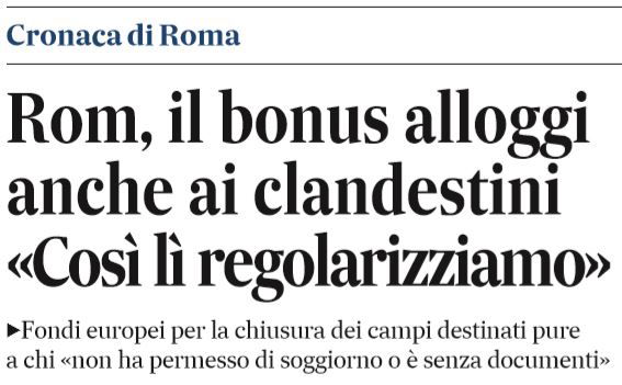 «Rom, il bonus alloggi anche ai clandestini» article-post