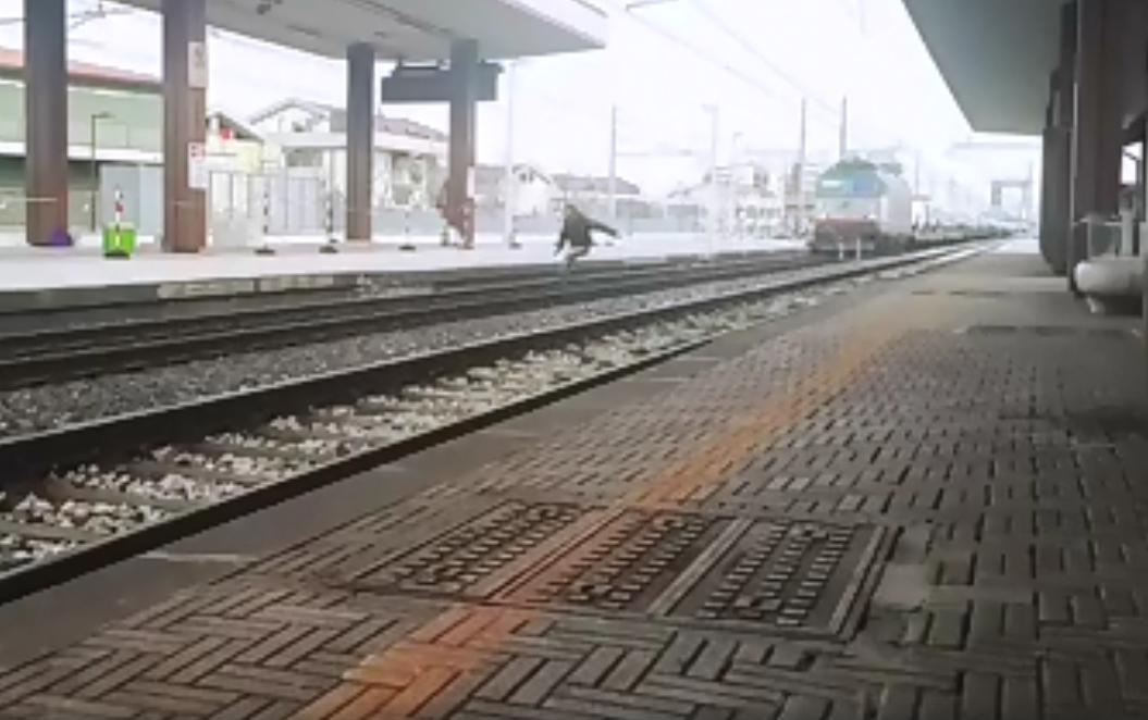 Il video dell’uomo che salta sulle rotaie al passaggio del treno a Montesilvano article-post