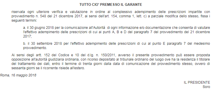 garante privacy rousseau trattamento dati - 1