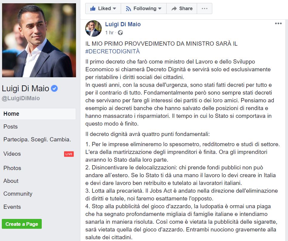 decreto dignità luigi di maio