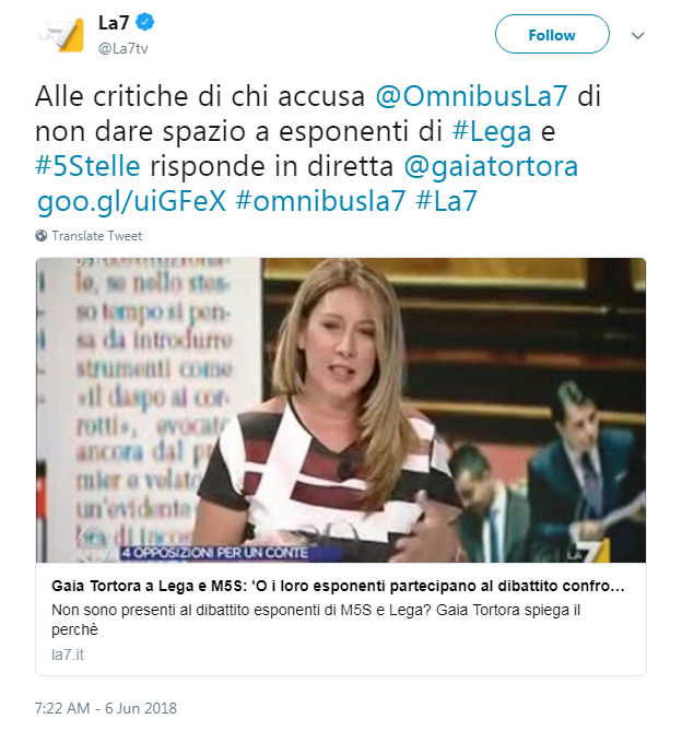 gaia tortora omnibus talk interviste lega m5s - 3