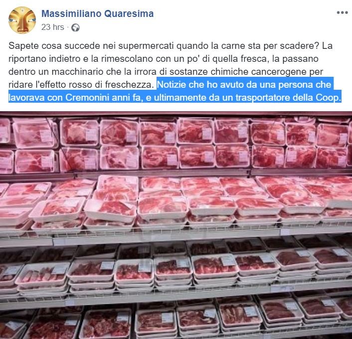 massimiliano quaresima carne irrorata supermercati