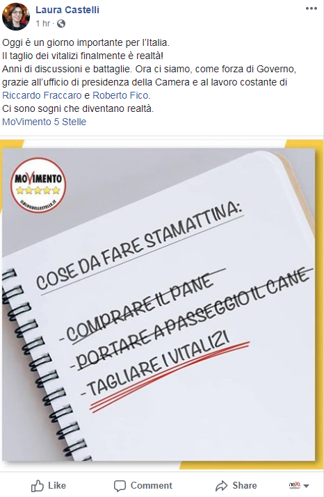 taglio vitalizi camera m5s fico - 2