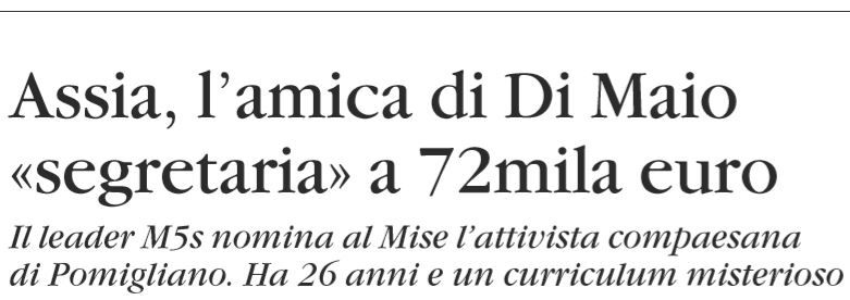 Il Giornale e l’amica di Di Maio assunta al ministero article-post