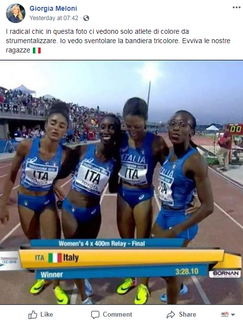 giorgia meloni staffetta 4x400 giochi mediterraneo - 1