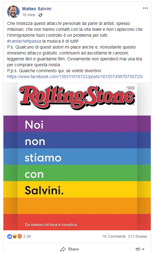 matteo salvini shitstorm rolling stone - 2
