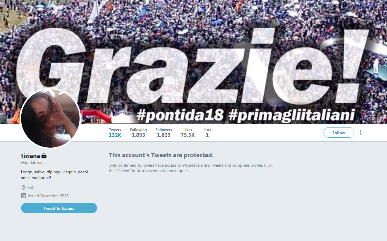 perla tiziana twitter pollice opponibile bloccato - 3