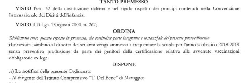 alfredo longo sindaco maruggio obbligo vaccinale
