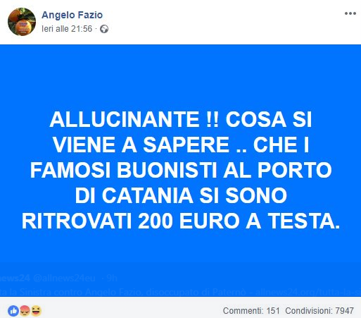 angelo fazio fake news diciotti manifestanti pagati - 1