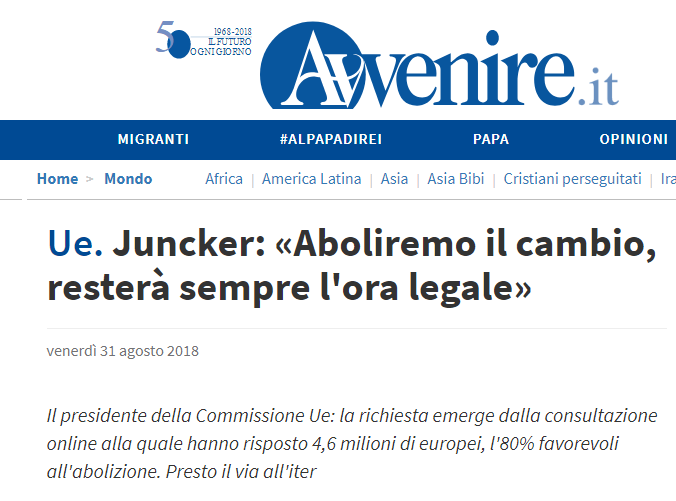 ora solare ora legale abolizione UE - 2