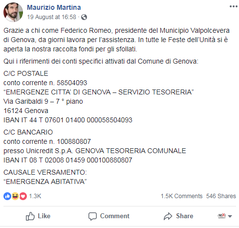 raccolta fondi pd genova amatrice complotto - 7