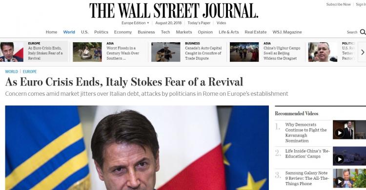 wsj italia pericolo euro