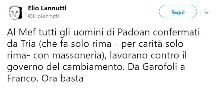 Il senatore M5S, Tria e la massoneria article-post
