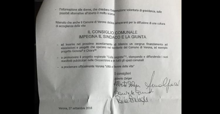 comune verona mozione