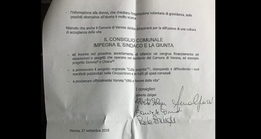 La mozione per Verona «città a favore della vita» article-post