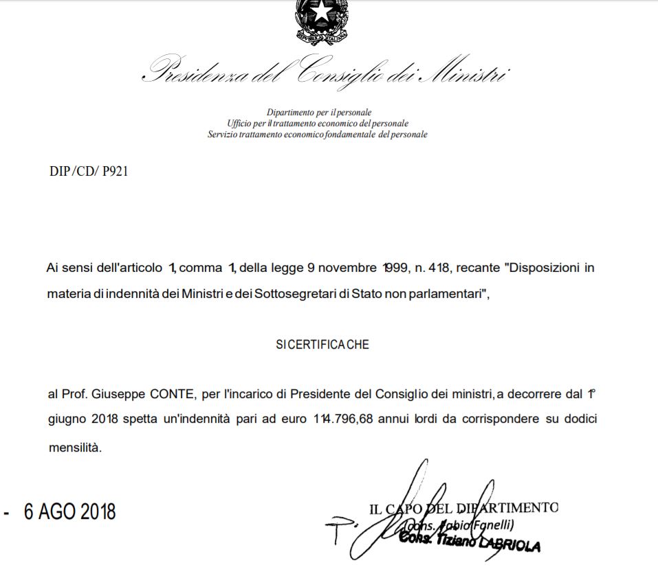 Il Premier Conte E Il Mistero Dello Stipendio Ridotto Del 20 