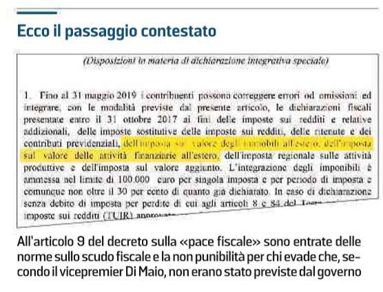 riciclaggio scudo fiscale di maio