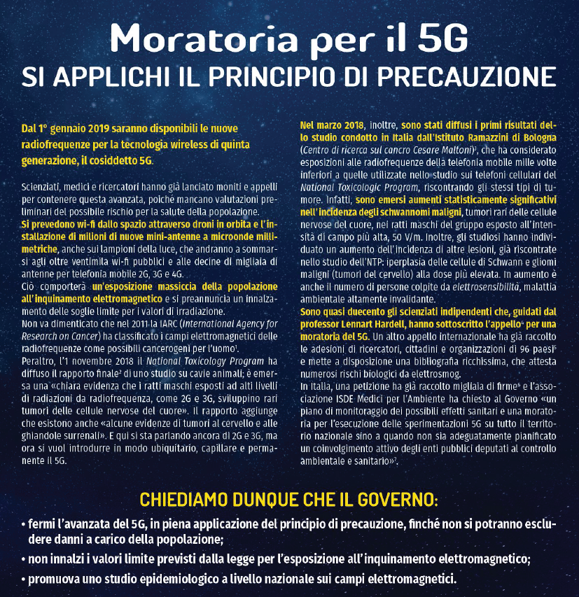 Il governo fermi l'avanzata del 5G»