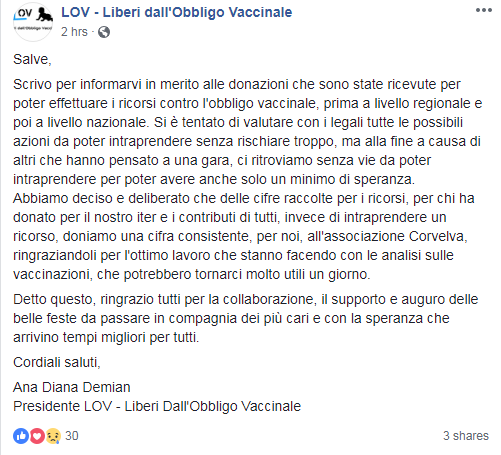 lov corvelva donazione vaccini ricorsi - 2