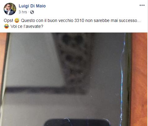 Nokia 3310: Di Maio copia Salvini con la foto dello smartphone rotto ma finisce male… preview