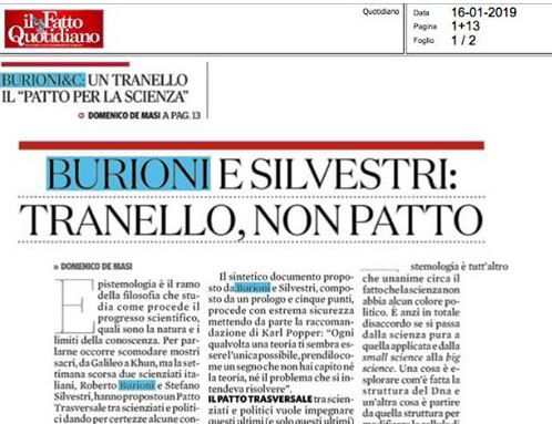Il Fatto, De Masi e gli intellettuali che hanno paura dello scientismo article-post